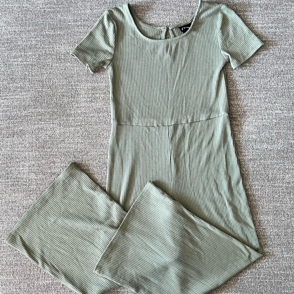 Art Class Sage Ribbed Jumpsuit